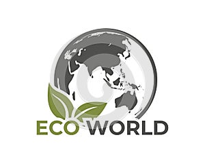 eco world icon. eastern hemisphere. eco friendly and sustainable illustration. Asia, Far East and Australia