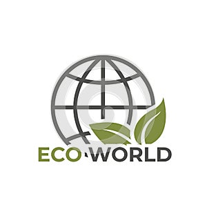 Eco world logo icon. environmen and eco friendly symbol. leaf and globe