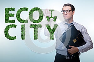 Ecocity ecology concept with businessman