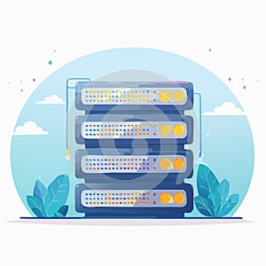EcoFriendly Cloud Computing Server Stack Illustration