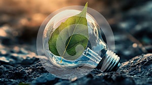 ecofriendly leaf in lightbulb
