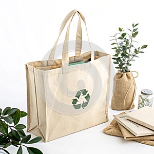 Ecofriendly Recycle Bag isolated on white background photo