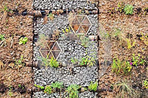 Ecofriendly wall made of loam and clay photo