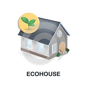 Ecohouse icon. 3d illustration from global warming collection. Creative Ecohouse 3d icon for web design, templates