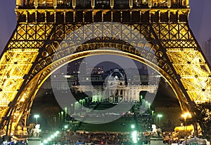 Ecole Militaire and Eiffel Tower at night