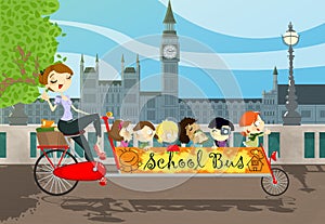 Ecologic school bus illustration