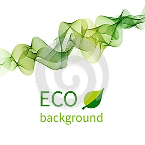 Ecological background with green wave. Vector design