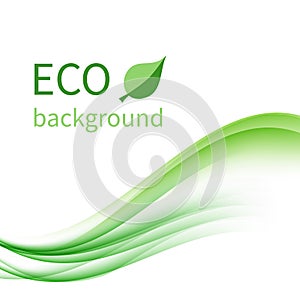 Ecological background with green wave. Vector design