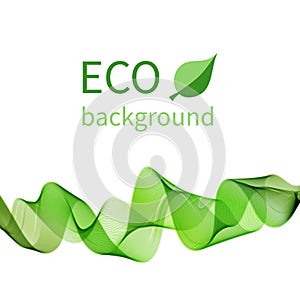 Ecological background with green wave. Vector design