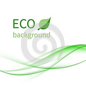 Ecological background with green wave. Vector design