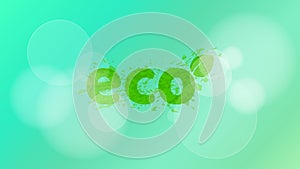 Ecological background. A stylish inscription in the style of grunge. Glare bokeh. Pure ecology and nature. Vector illustration