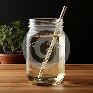 Ecological bamboo cocktail tubes for lemonades and drinks. Concept: Safe eco-friendly tableware without harm to the planet