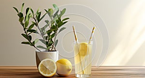 Ecological bamboo cocktail tubes for lemonades and drinks. Concept: Safe eco-friendly tableware without harm to the planet