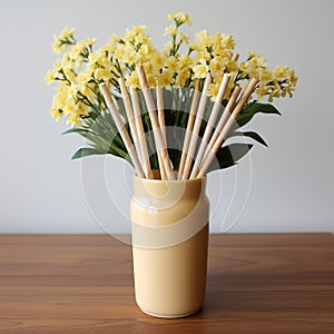 Ecological bamboo cocktail tubes for lemonades and drinks. Concept: Safe eco-friendly tableware without harm to the planet