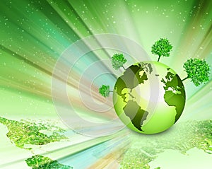 Ecological concept of the environment with the cultivation of trees . Planet Earth. Physical globe of the earth