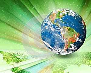 Ecological concept of the environment with the cultivation of trees . Planet Earth. Physical globe of the earth