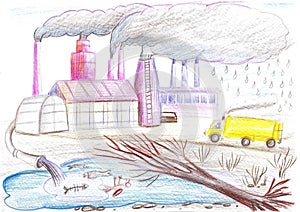 Ecological drawing on the theme of environmental pollution