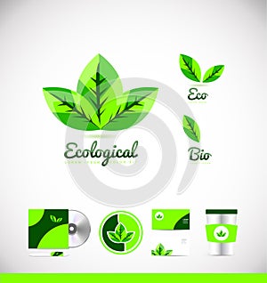 Ecological eco bio leaf green logo icon design