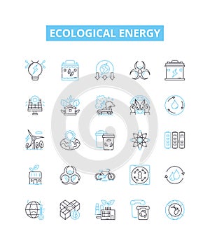 ecological energy vector line icons set. Eco-energy, Sustainable-energy, Renewable-energy, Biofuel, Solar-power, Wind