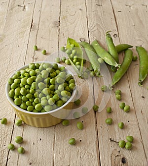 Ecological fresh green peas pods.