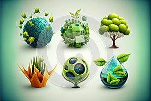 Ecological green energy icons collection