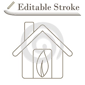 Ecological Home With Leaf Icon