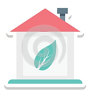 Ecological House, Eco House Color Isolated Vector Icon