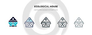Ecological house icon in different style vector illustration. two colored and black ecological house vector icons designed in