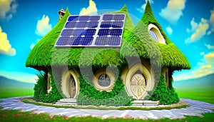 Ecological house with solar panel