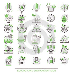 Ecological icon set. Vector illustration line style icon