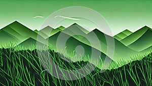 Ecological idea wallpaper featuring a green natural scene with trees and hills.