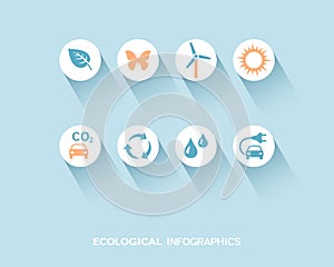 Ecological infographic with flat icons set