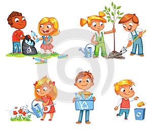 Ecological kids design. Funny cartoon character