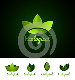 Ecological leaf logo set icon design