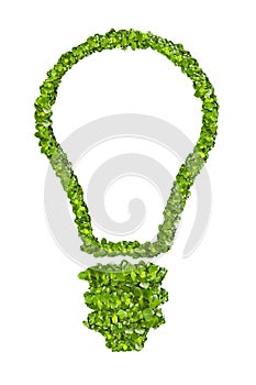 Ecological light bulb icon from the green grass.