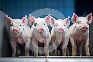 Ecological pigs and piglets at the domestic farm, Pigs at factory. Neural network AI generated