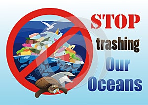 Ecological poster Stop trashing our oceans photo