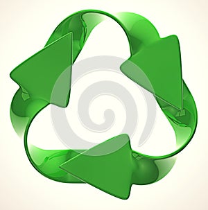 Ecological sustainability: green recycling symbol