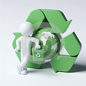 Ecological white 3D figure. Concept of environment and sustainability. AI generated