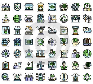 Ecologist icons set line color vector