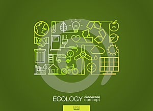 Ecology abstract background, integrated thin line symbols.