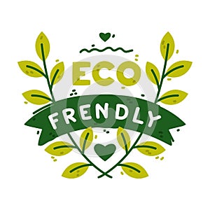 Ecology Badge and Green Eco Label or Sticker Vector Template