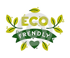 Ecology Badge and Green Eco Label or Sticker Vector Template