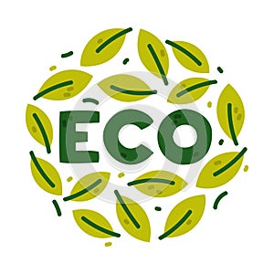 Ecology Badge and Green Eco Label or Sticker Vector Template