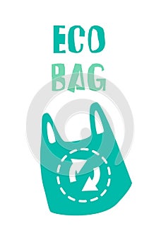 Ecology banner with biodegradable package and text. Vector poster