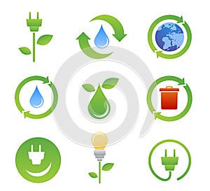 Ecology bio icons and symbols photo