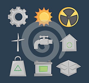 Ecology clean energy icons