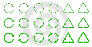 Ecology, cleanliness and recycling symbol. The return sign and the cycle. Vector illustration isolated on white background