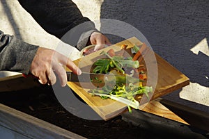 Kitchen waste recycling in composter