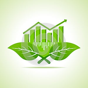 Ecology Concept - business graph with leaf